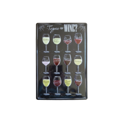 Types Of Wine Detaylı Metal Plaka 